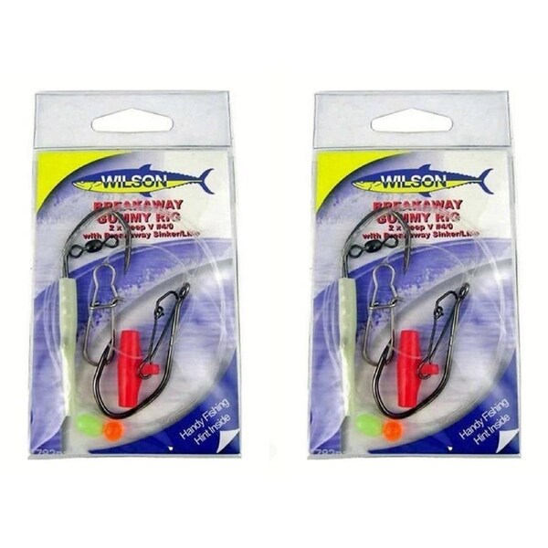 2x Wilson Breakaway Gummy Rig 2 X 4/0 Deep V - Breakaway Sinker/Line 60lb