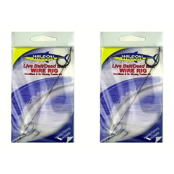 2x Wilson Live Bait/Dead Bait Wire Rig - #4 Treble & Hoodlum - 69lb Wire Trace