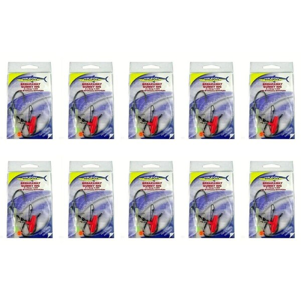 10x Wilson Breakaway Gummy Rig 2 X 2/0 Deep V - With Breakaway Sinker/Line 60lb