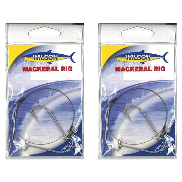 2x Wilson Mackerel Fishing Rig 3x4/0 Hook-Setup - 30lb Multi Strand Wire