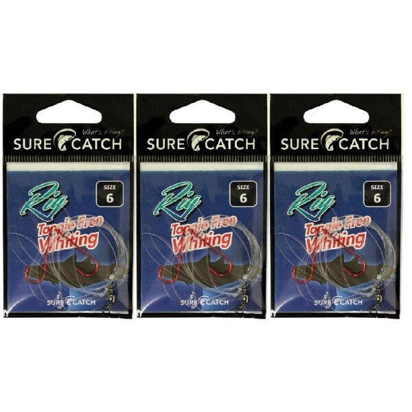3x Surecatch Tangle Free Whiting Rig Hooks Size 6