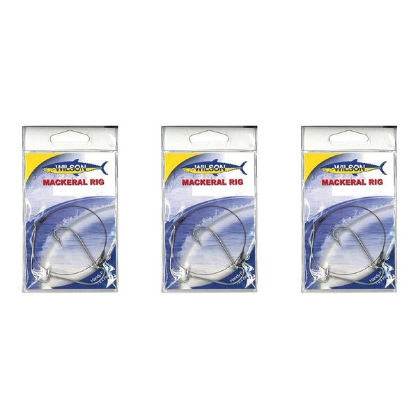 3x Wilson Mackerel Fishing Rig 3x4/0 Hook-Setup - 30lb Multi Strand Wire