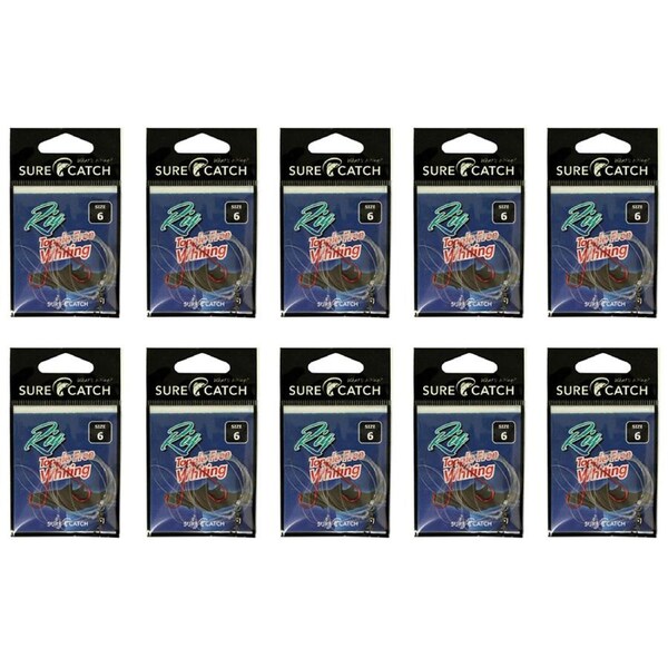 10x Surecatch Tangle Free Whiting Rig Hooks Size 6