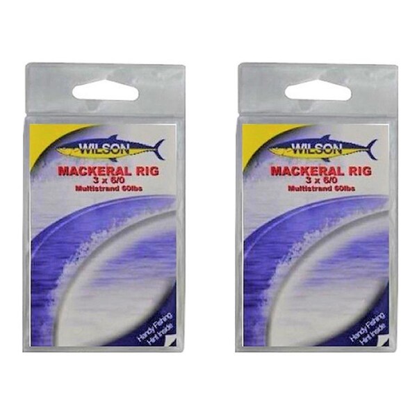 2x Wilson Mackerel Fishing Rig 3x6/0 Hook-Setup - 60lb Multi Strand Wire