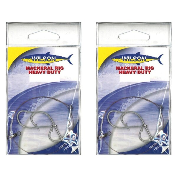 2x Wilson Heavy Duty Mackerel Fishing Rig 3x8/0 Hook-Setup-105lb Wire