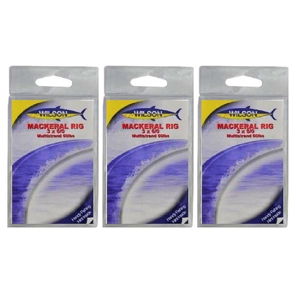 3x Wilson Mackerel Fishing Rig 3x6/0 Hook-Setup - 60lb Multi Strand Wire