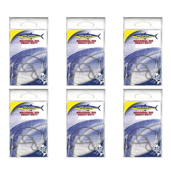 6x Wilson Heavy Duty Mackerel Fishing Rig 3x8/0 Hook-Setup-105lb Wire