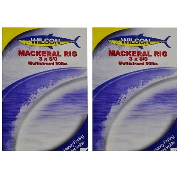 2x Wilson Mackerel Fishing Rig 3x8/0 Hook-Setup - 90lb Multi Strand Wire