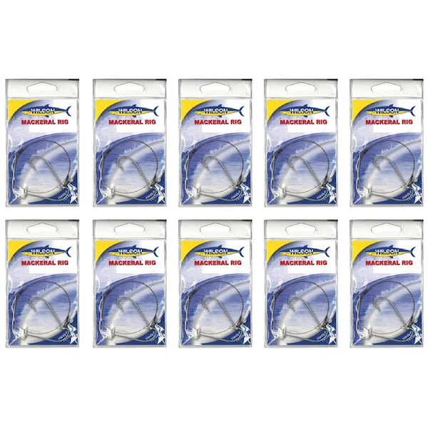 10x Wilson Mackerel Fishing Rig 3x4/0 Hook-Setup - 30lb Multi Strand Wire