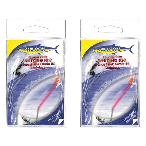 2x Wilson Tangle Free Whiting Rig Stainless Steel Longshank Hook - Size 6