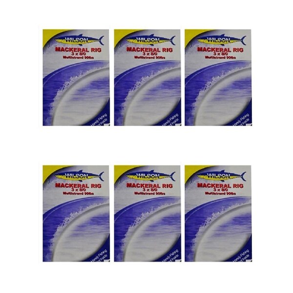 6x Wilson Mackerel Fishing Rig 3x8/0 Hook-Setup - 90lb Multi Strand Wire
