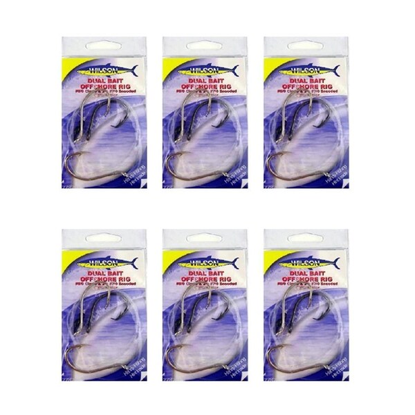 6x Wilson Live Dual Bait Offshore Rig 8/0Circle&2x7/0 Snooded Paternoster