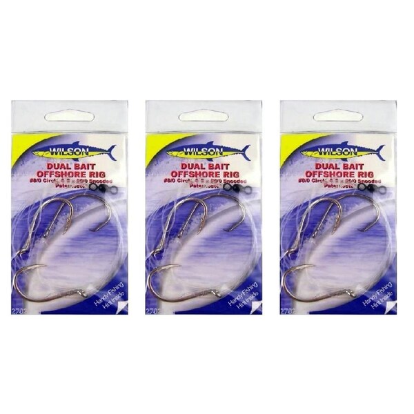 3x Wilson Live Dual Bait Offshore Rig 8/0 Circle&2x7/0 Snooded Paternoster