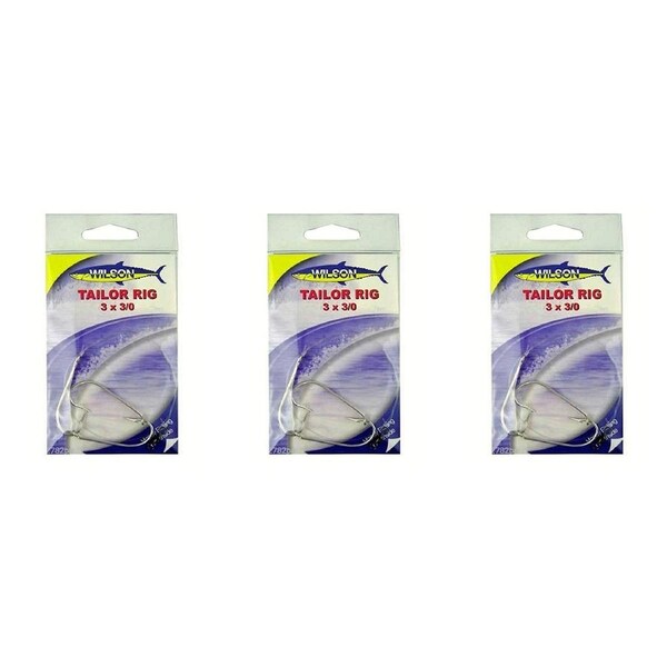 3x Wilson Tailor Fishing Rig 3x3/0 Hook-Setup - 40lb Clear Mono Leader