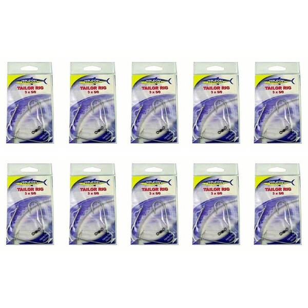 10x Wilson Tailor Fishing Rig 3x5/0 Hook-Setup - 40lb Clear Mono Leader
