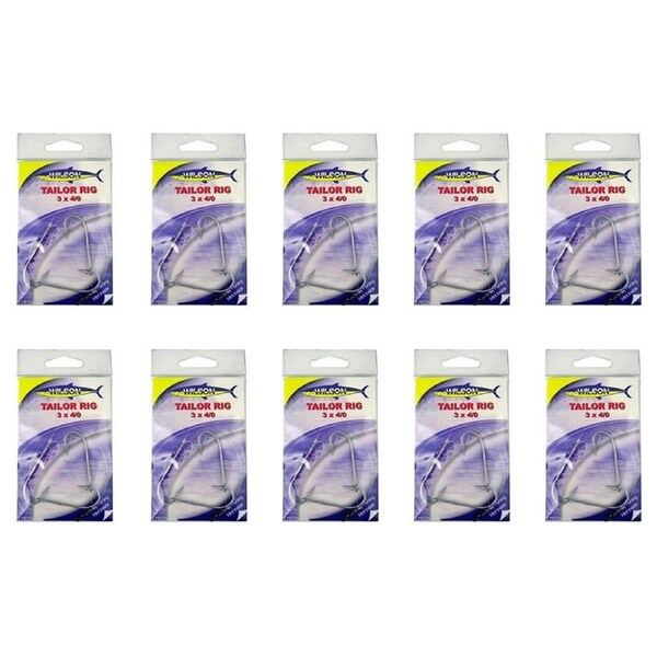 10x Wilson Tailor Fishing Rig 3x4/0 Hook-Setup - 40lb Clear Mono Leader