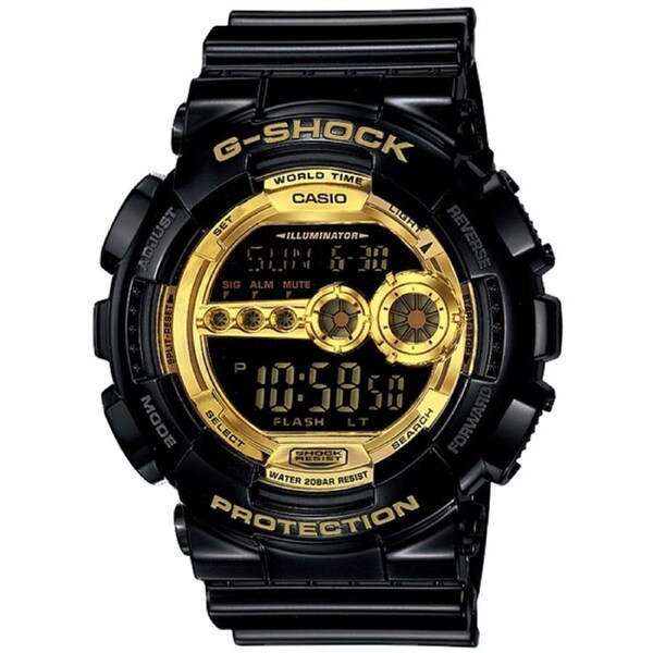 Casio G-Shock Digital Mens Black X Gold Series Watch GD100GB-1 GD-100GB-1DR