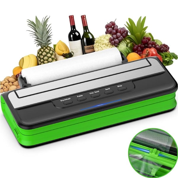 Advwin Vacuum Sealer Machine, 60Kpa Food Sealer with 20 Vacuum Bags, Automatic Sealing Machine with 5 Modes, Food Vacuum Sealer with Built-in Cutter and External Bag Storage - External Vacuum System