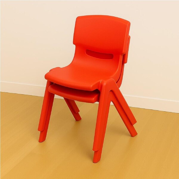 Children's Plastic Chairs (Set of 2), 2 Red Chairs, Indoor/Outdoor Use, Supports 100kg