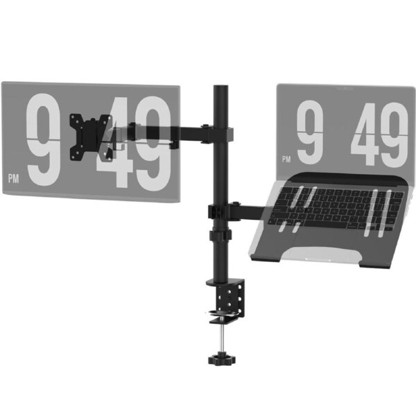 Advwin Monitor Stand Laptop Mount Holder Dual Arm Desk Mount Screen Brackest Fits Monitor 13-32'' and Laptop 17''