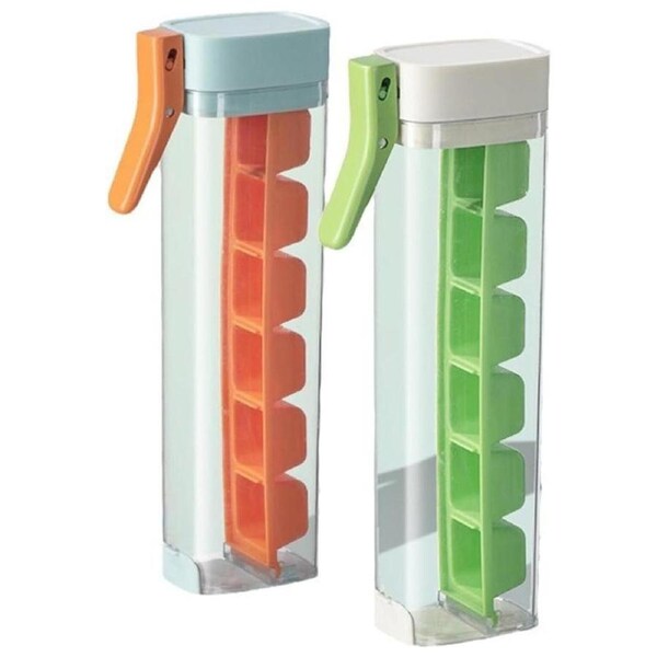 2pcs Press Ice Cube Tray 6 Grid Small Mould with Lid Ice Storage Box for Freezer