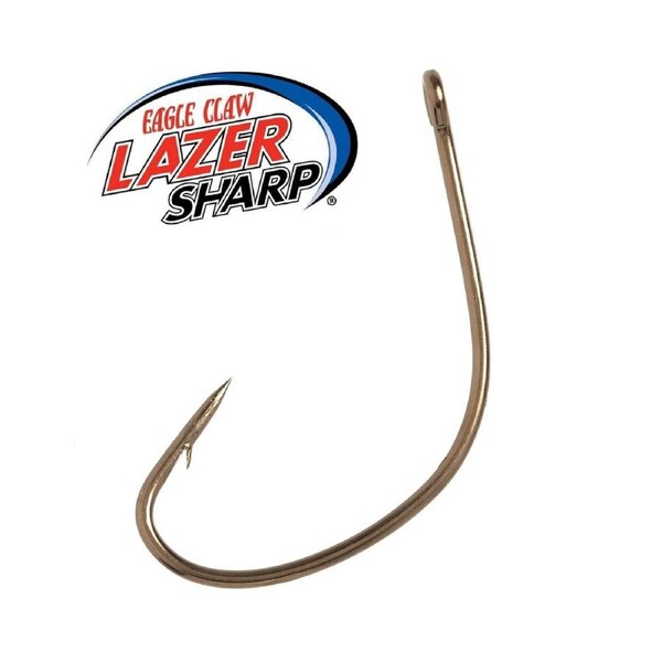 Eagle Claw L141F Lazer Sharp Bronze Kahle Offset Fishing Hook Bulk Pack #2/0 (40pcs)