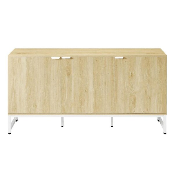 Maestro Furniture Camie Modern 3-Door Office Credenza Organiser Storage Cabinet In Natural