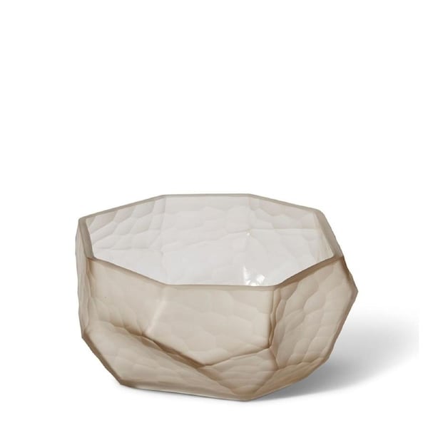 E Style Glass Rufus Decorative Bowl Vessel Home Decor Display 22x22cm Sand