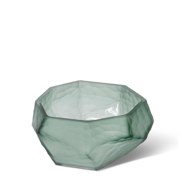 E Style Glass Rufus Decorative Bowl Vessel Home Decor Display 22x22cm Sage