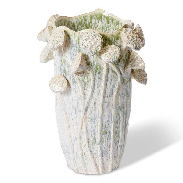 E Style Ceramic Sueko Lotus Vase Home Decor Indoor Display 32x32cm Soft Green