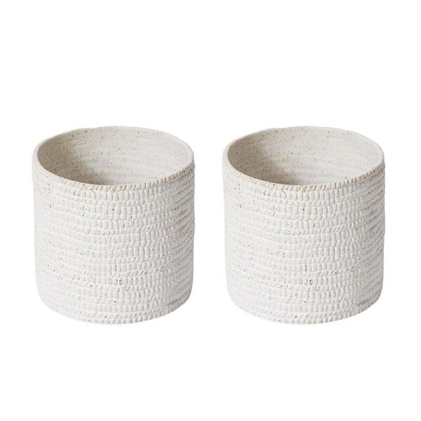 2PK E Style Ceramic Aurora Cylinder Vase/Vessel Home Decor Indoor 18x18cm White