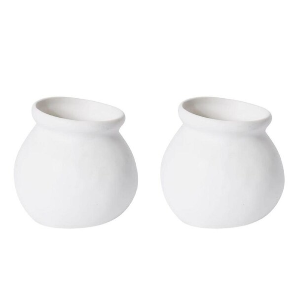 2PK E Style Ceramic Nakano Round Vase/Vessel Home Decor Display 18x18cm White