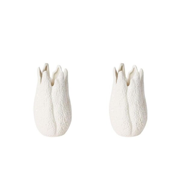 2PK E Style Ceramic Sekani Vase/Vessel Home Decor Indoor Display 11x11cm White