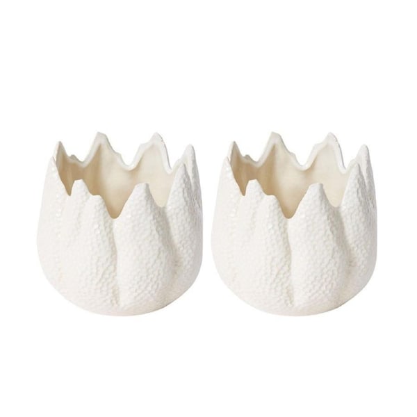 2PK E Style Ceramic Sekani Flower Pot Home Garden Decor Display 18x18cm White