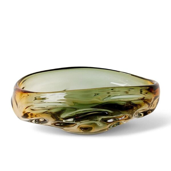 E Style Josiah Glass Decorative Bowl Trinket Home Decor 34cm Amber/Black