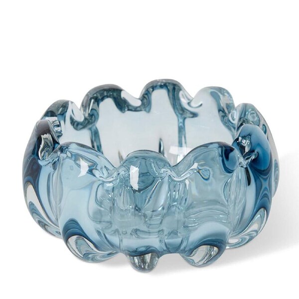E Style Thandie Glass Decorative Bowl Trinket Vase Home Decor 20cm Blue