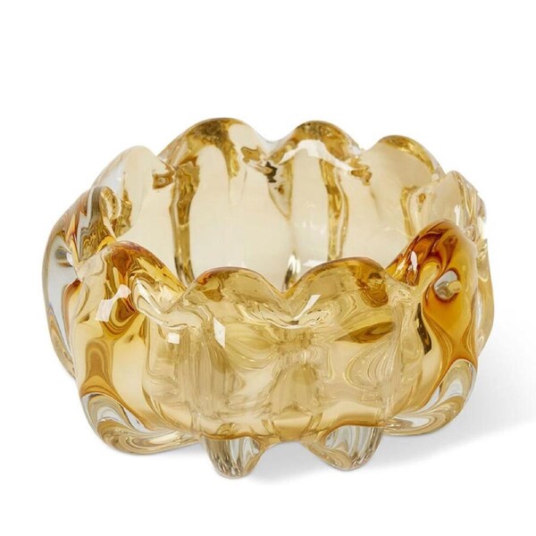 E Style Thandie Glass Decorative Bowl Trinket Vase Home Decor 20cm Amber