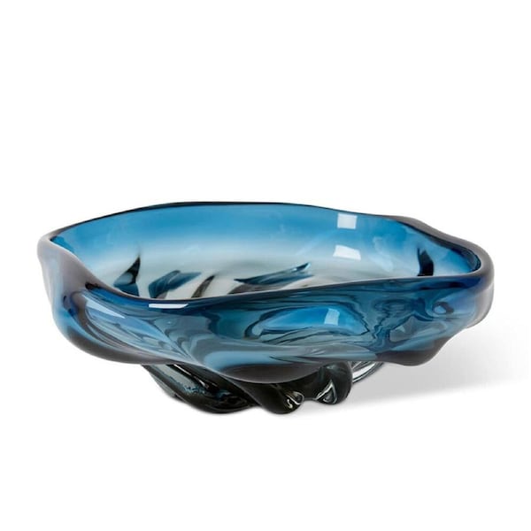 E Style Sharik Glass Decorative Bowl Trinket Vase Indoor Home Decor 31cm Blue