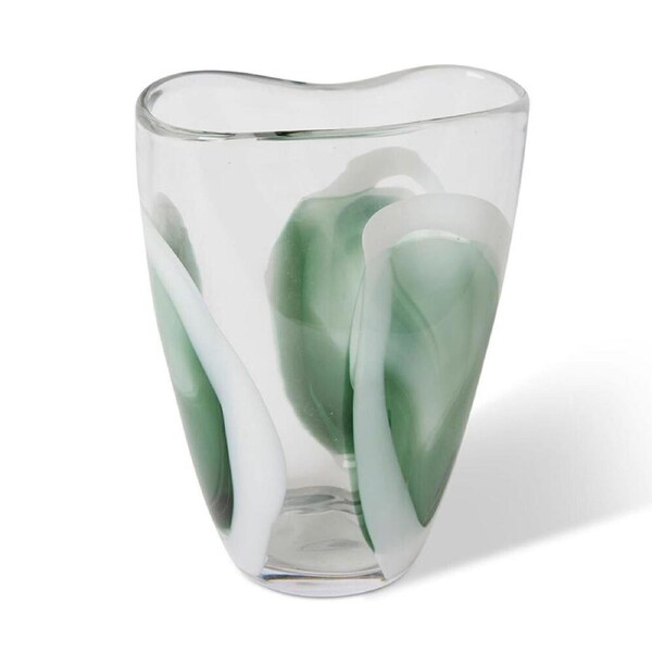 E Style Carina Glass Flower Vase Centerpiece Indoor Home Decor 23cm Sage/Clear