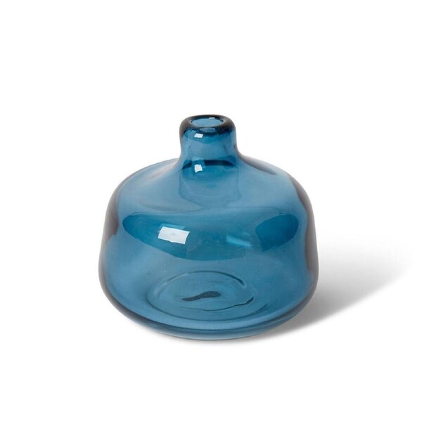 E Style Dalili Glass Decorative Bottle Short Flower Vase Decor 11cm Blue