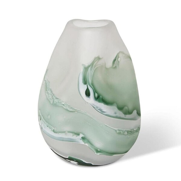 E Style Zaida Glass Flower Vase Centerpiece Indoor Home Decor 26cm Sage/White