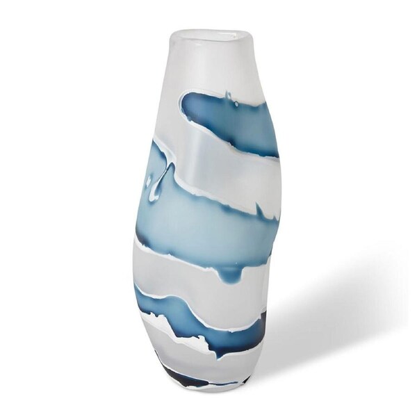 E Style Zaida Glass Flower Vase Centerpiece Indoor Home Decor 44cm Blue/White