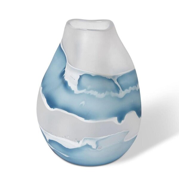 E Style Zaida Glass Flower Vase Centerpiece Indoor Home Decor 26cm Blue/White