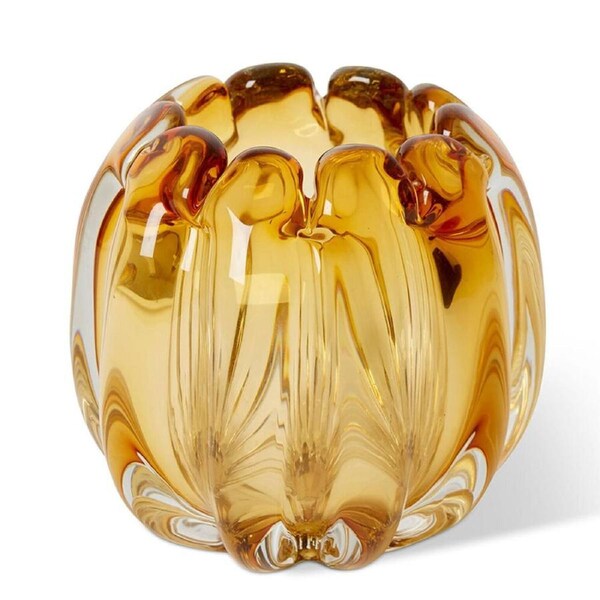 E Style Thandie Glass Flower Vase Centerpiece Indoor Home Decor 19cm Amber