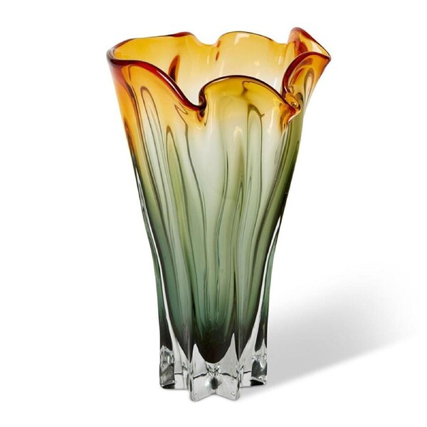 E Style Shaka Glass Flower Vase Centerpiece Home Decor 40cm Amber/Black