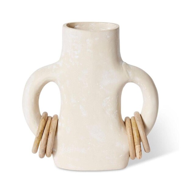 E Style Abdou Vessel Ecomix/Wood Decorative Vase Pot 29cm Ivory/Natural
