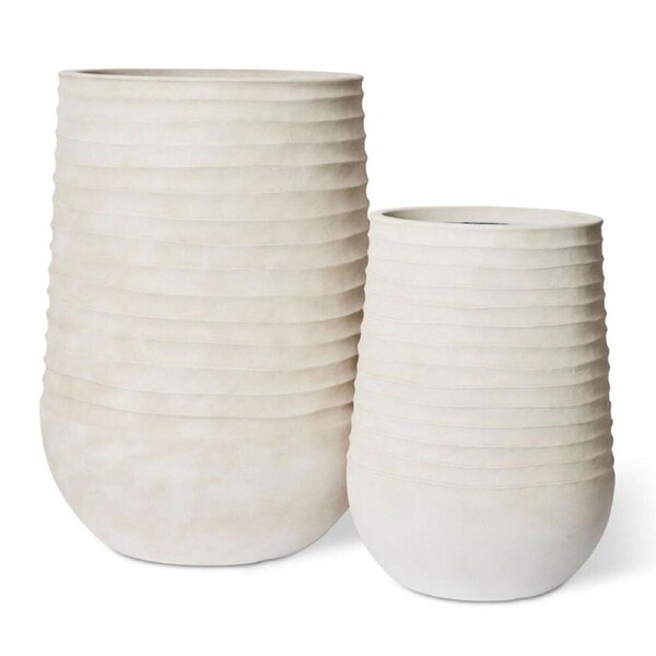 2pc E Style Knox Tall Stonelite Polyethylene Planters Set 51/70cm Beige