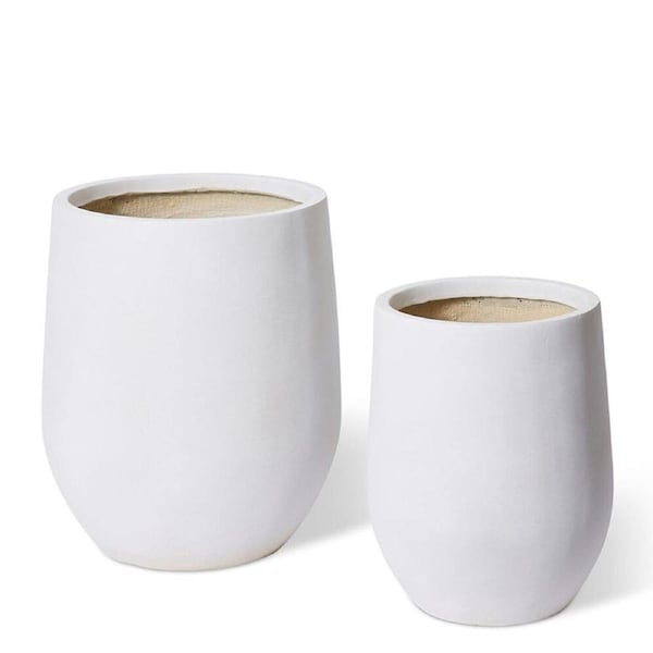 2pc E Style Aiden Fibrestone Planters Set Home/Garden Decor 44/56cm Beige