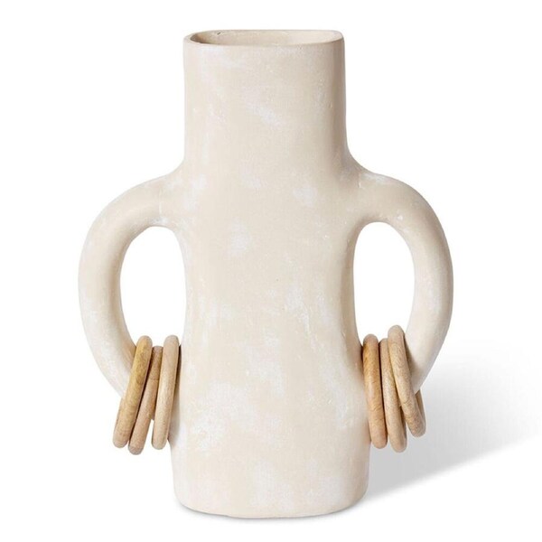 E Style Abdou Vessel Ecomix/Wood Decorative Vase Pot 36cm Ivory/Natural