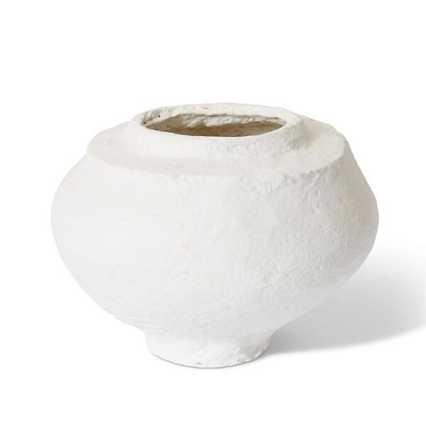E Style Nomusa Paper Mache Vessel Decorative Vase Home Decor 23cm White